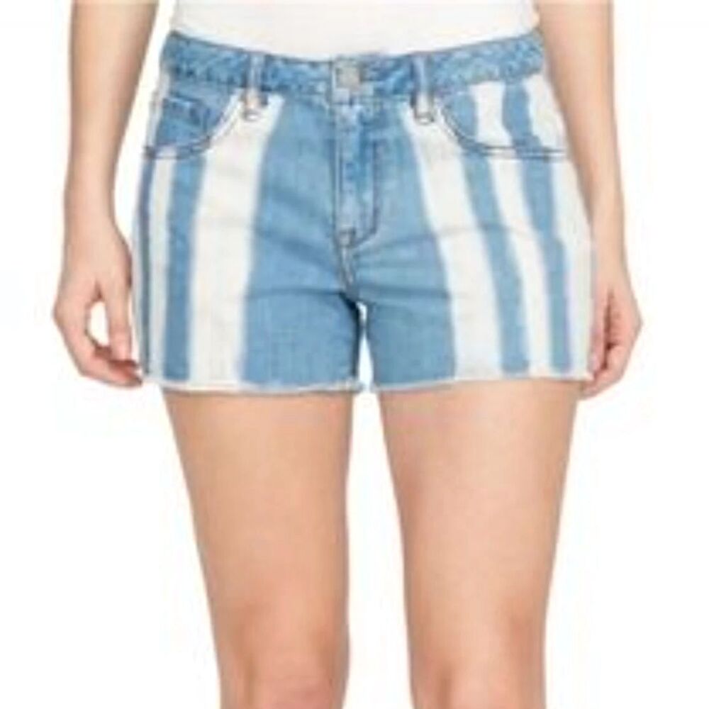 William Rast Light Wash Bleach Striped‎ Frayed Hem Denim Perfect Shorts Size 30
